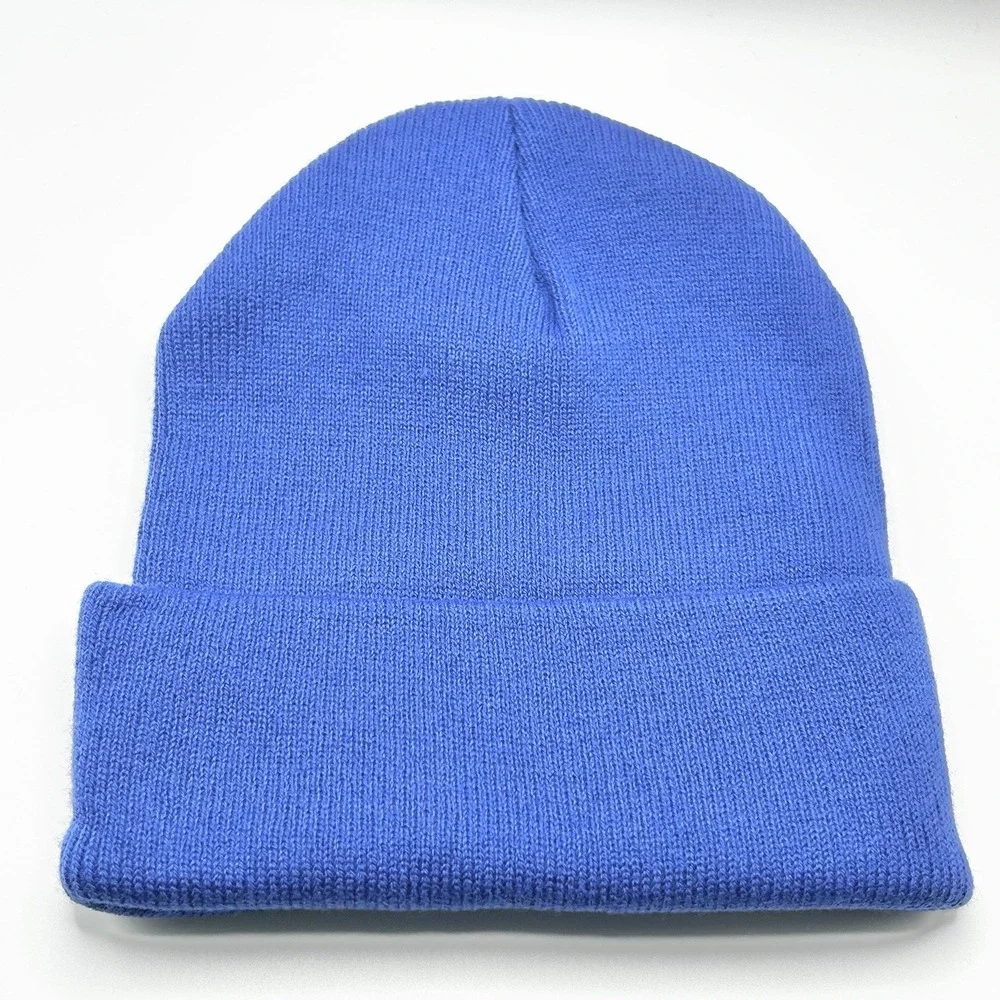 Highland Cow Cattle Cartoon Animal Beanie Hat Cap Knit Cuff Blue Outdoors